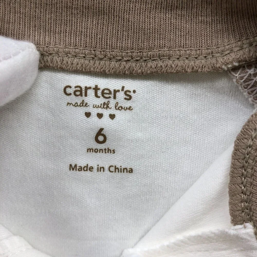 NWOT Carter's Baby 6M Footed‎ Cotton Pajamas 2 Piece Set With Bib Dog Print